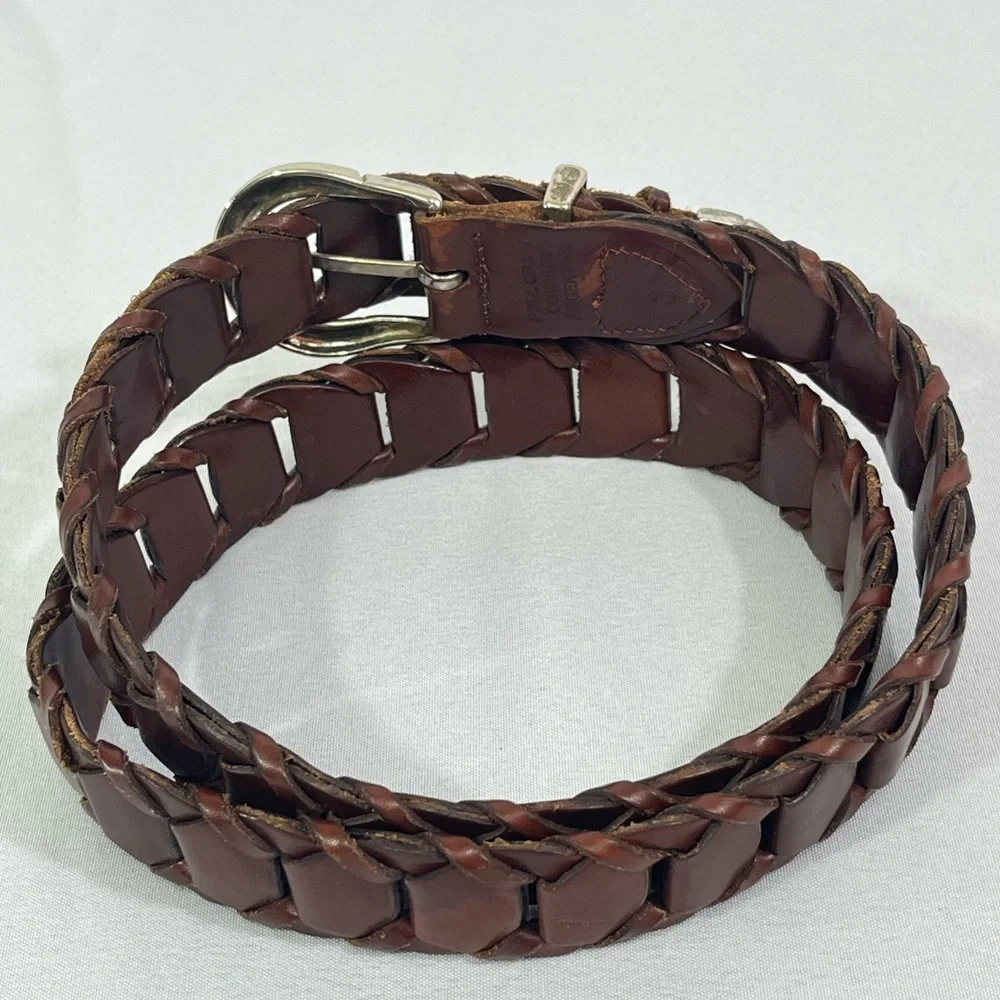 Leather Belt 36 Woven Brown Full Grain Cowhide Made in Argentina
