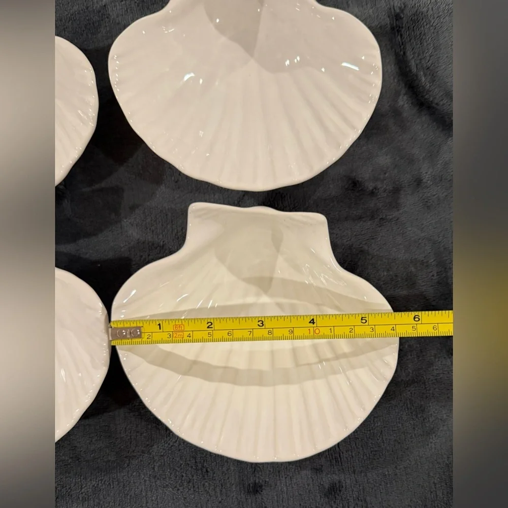 4 Sur La Table white, shell bowls. 5.5”