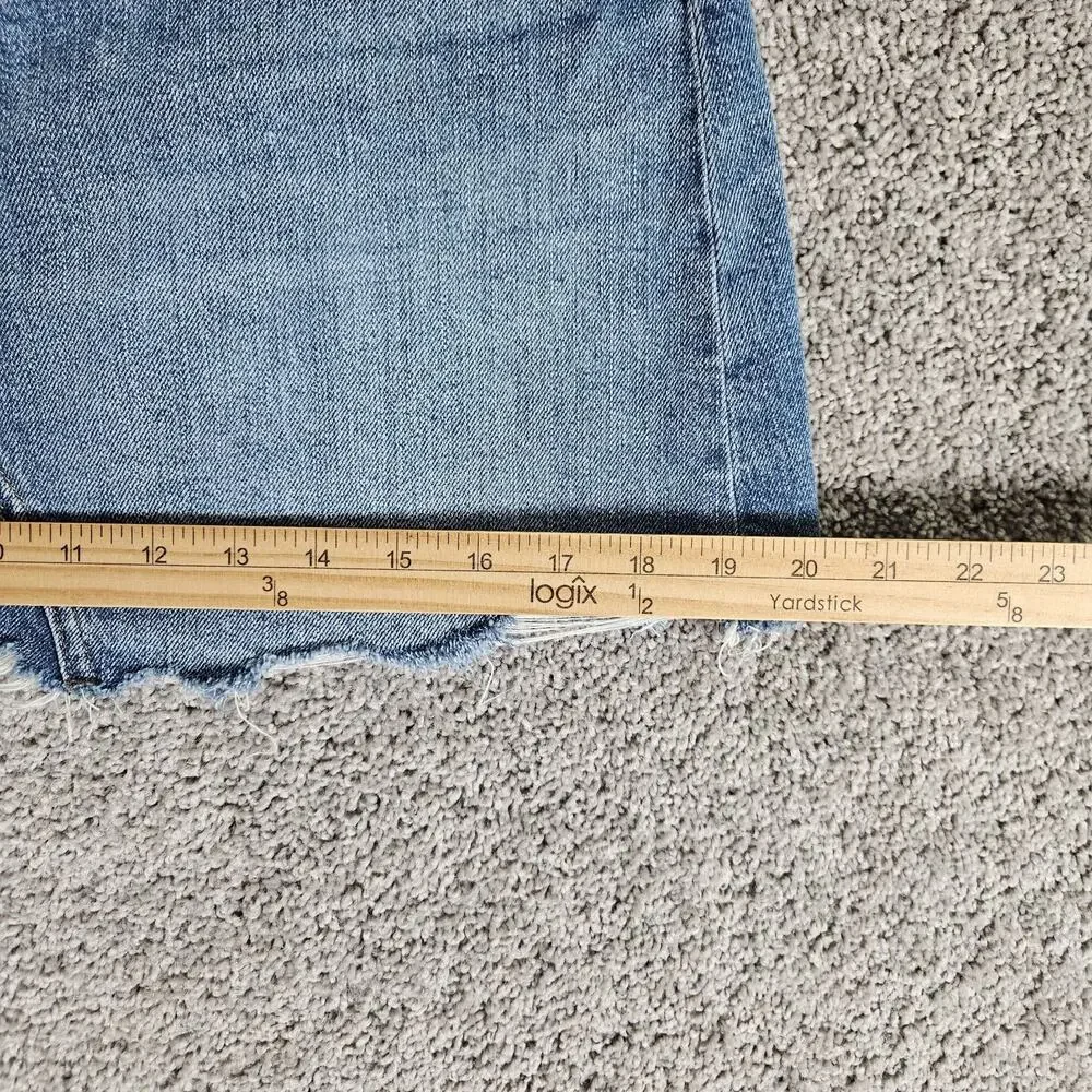 Madewell Mini Skirt Womens 25 Blue Rigid Denim A Line Distressed Boho Grunge