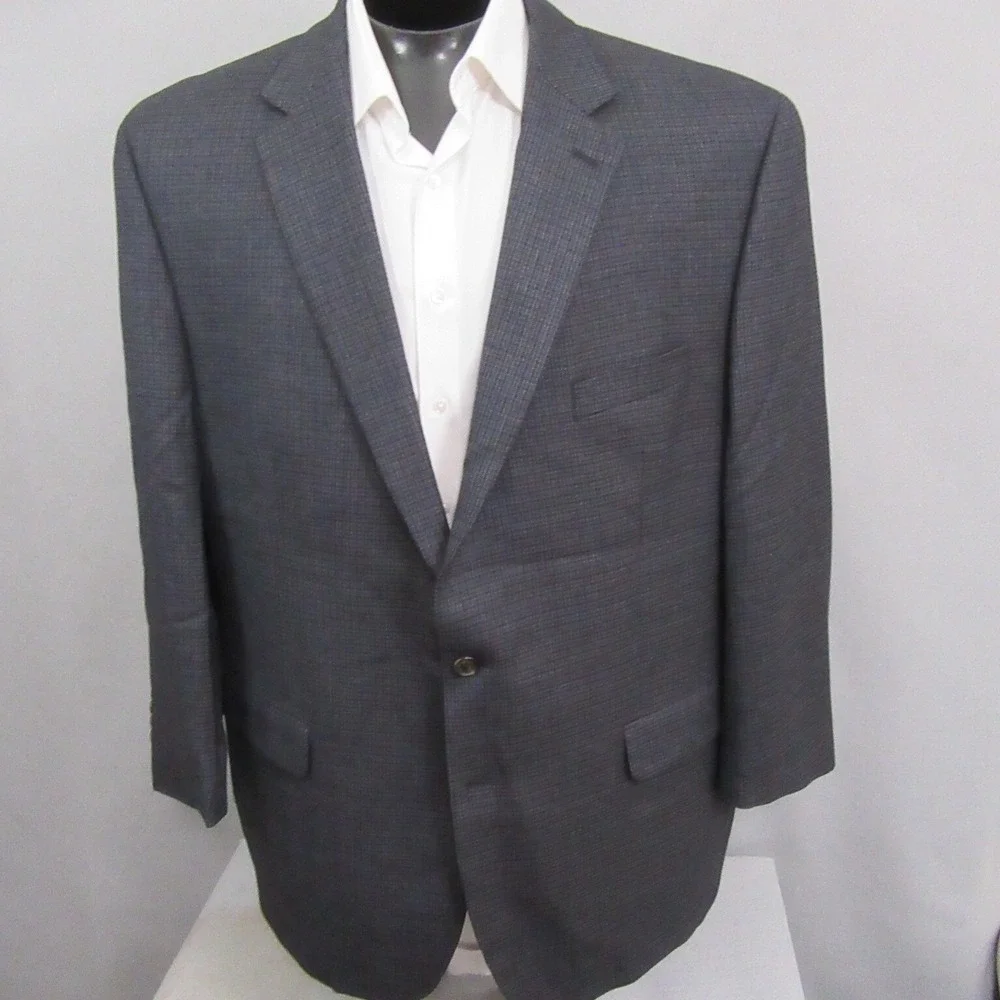 Ralph Lauren Mens Sport Coat 50R Classic Fit Blue Check Plaid Wool Year