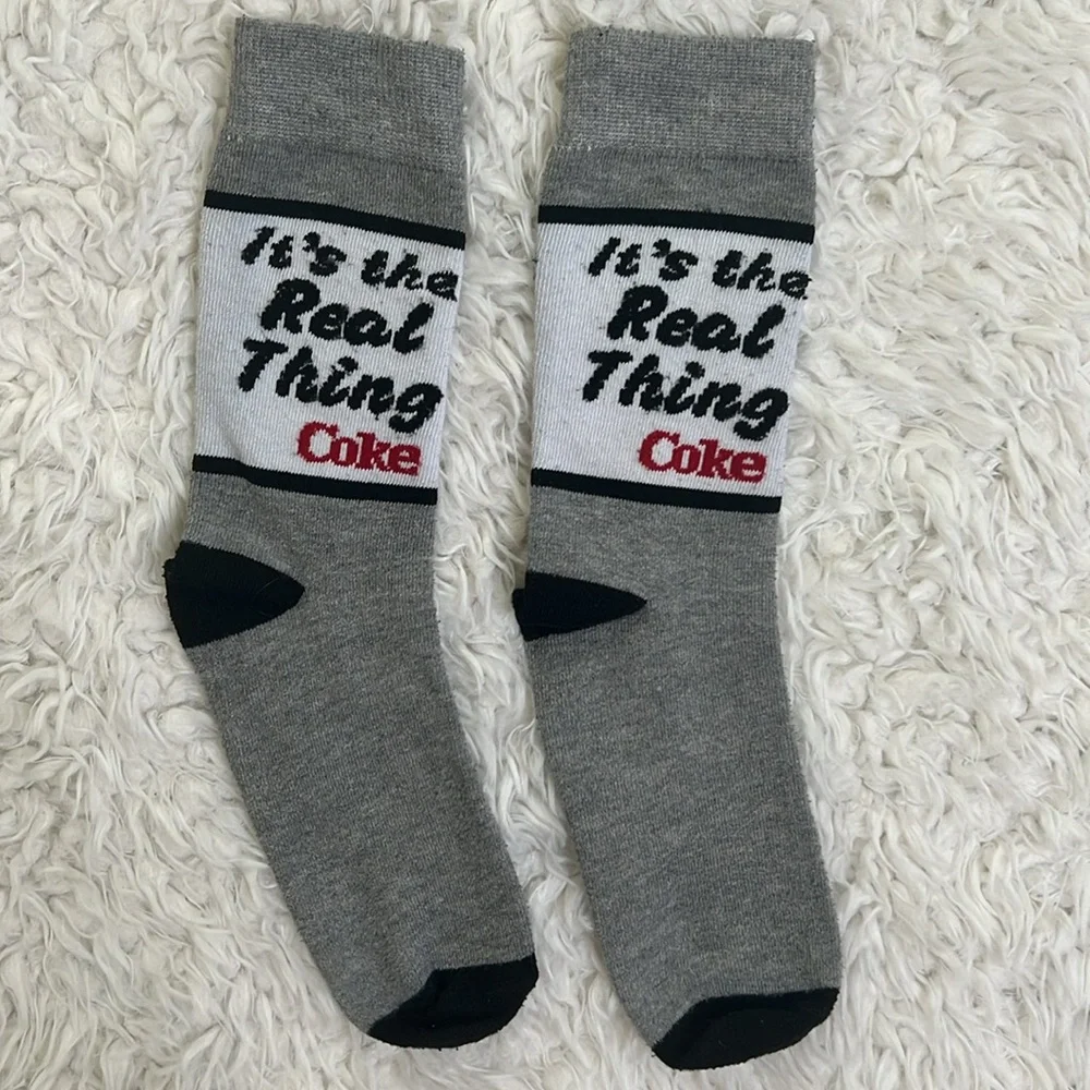 Coca-Cola Crew Socks Unisex Red Gray Black Loungewear Costume