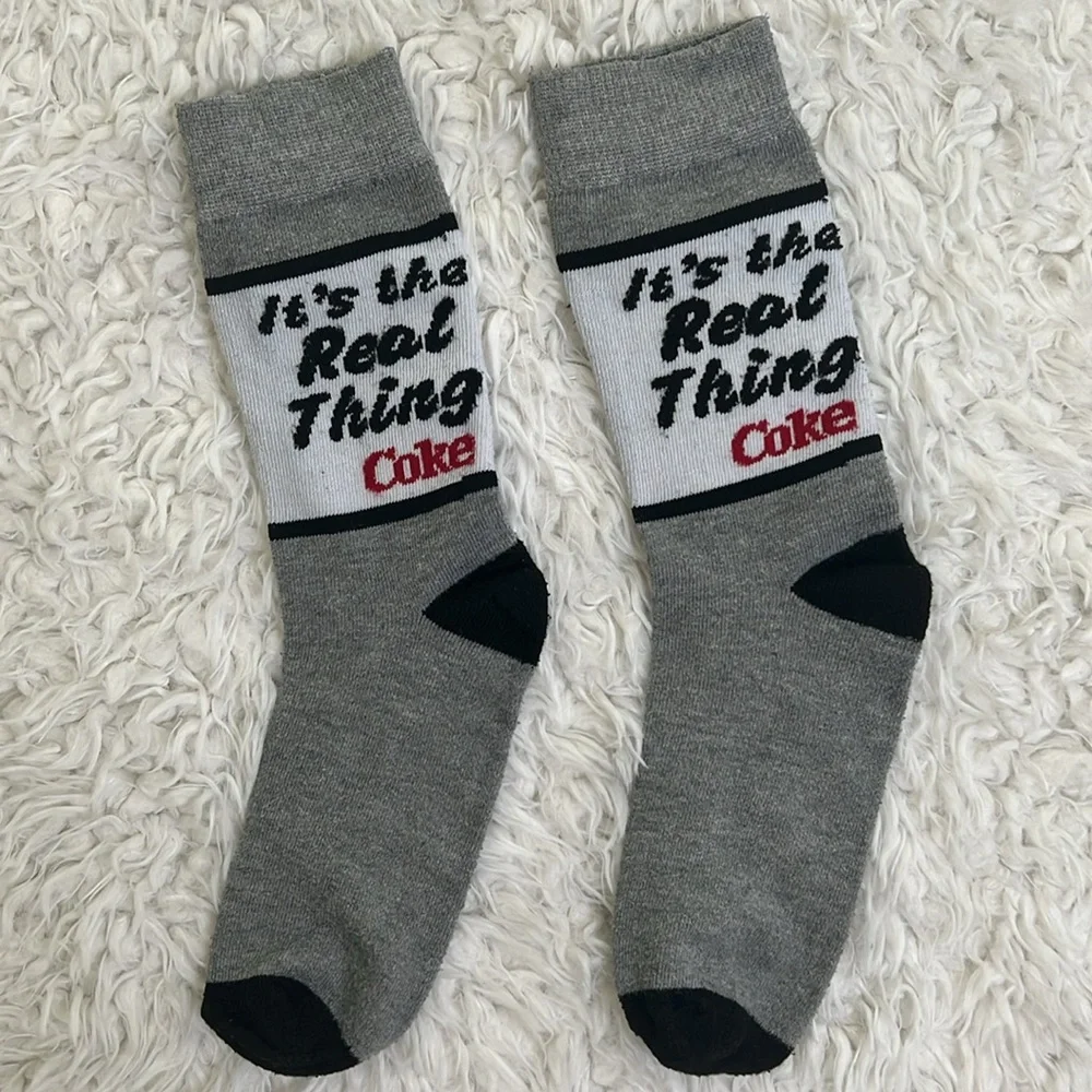 Coca-Cola Crew Socks Unisex Red Gray Black Loungewear Costume