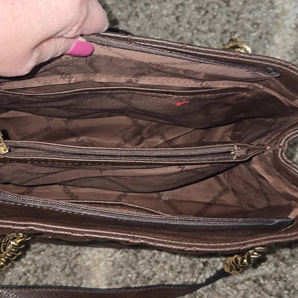 Montana West Quilted Brown and Gold Shoulder Bag