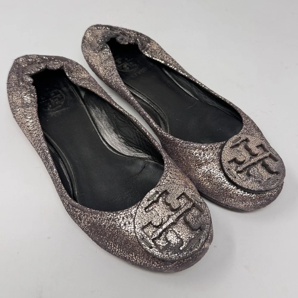 Tory Burch “Reva” Vintage Metallic Ballet Flats – Size 5