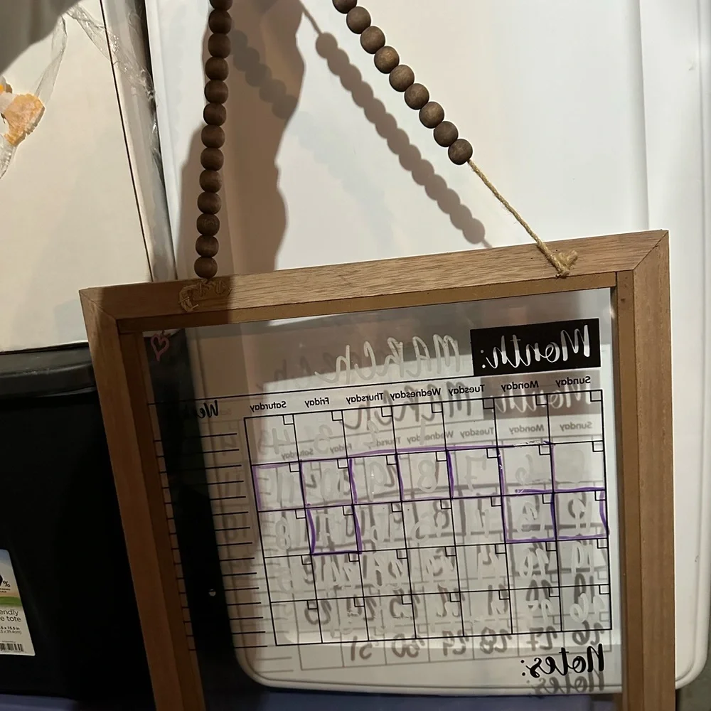 Wooden Framed Dry Erase Calendar