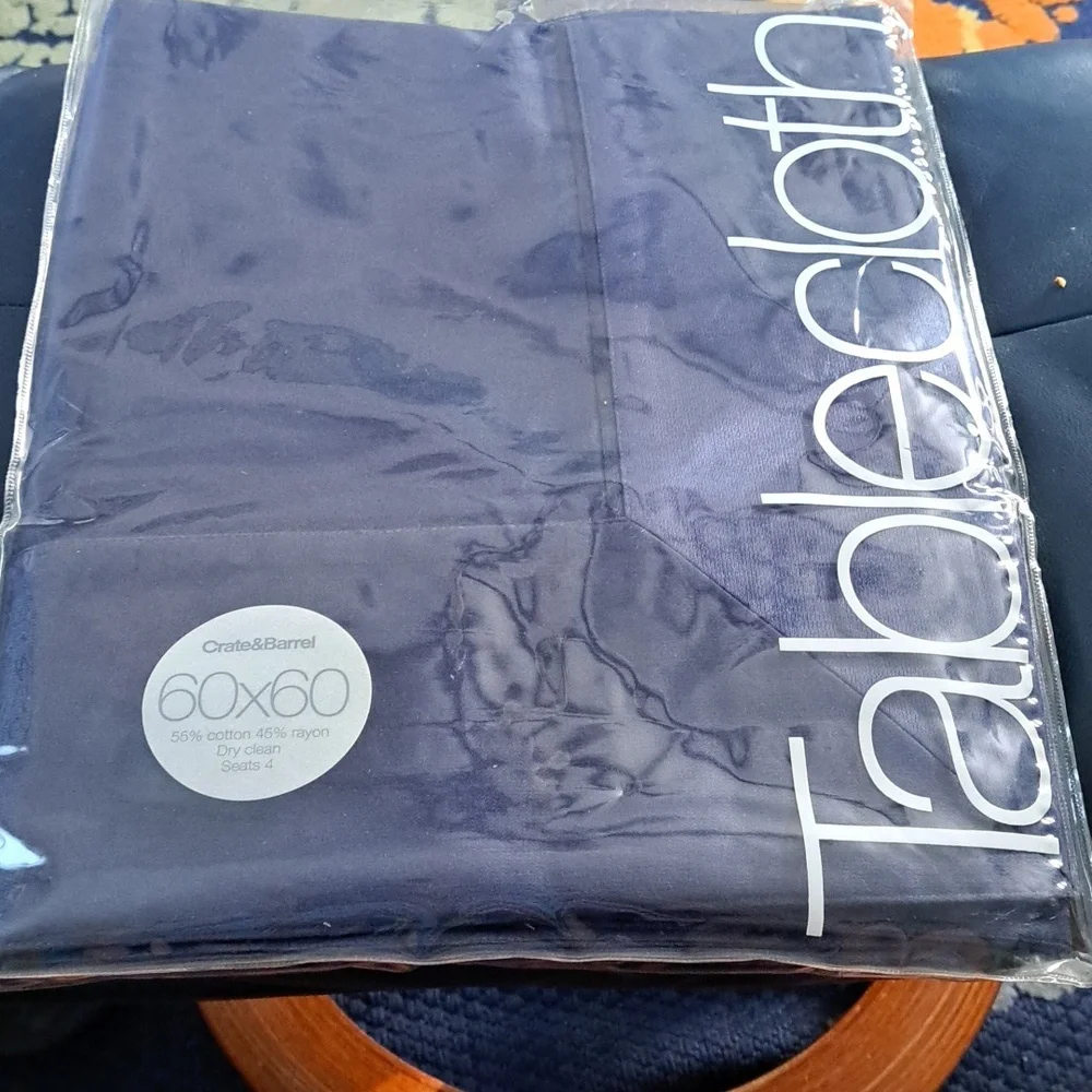 Crate & Barrrel Tablecloth  Navy Blue 60x60in. NWOT