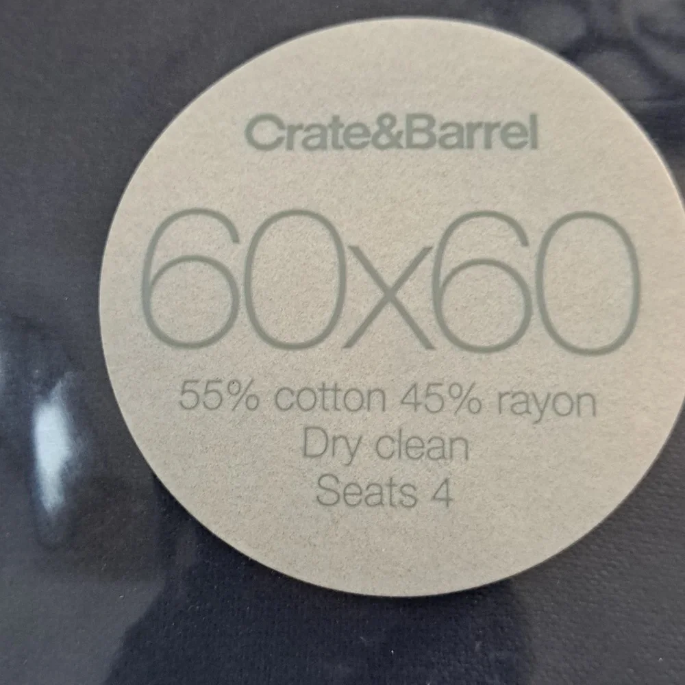 Crate & Barrrel Tablecloth  Navy Blue 60x60in. NWOT