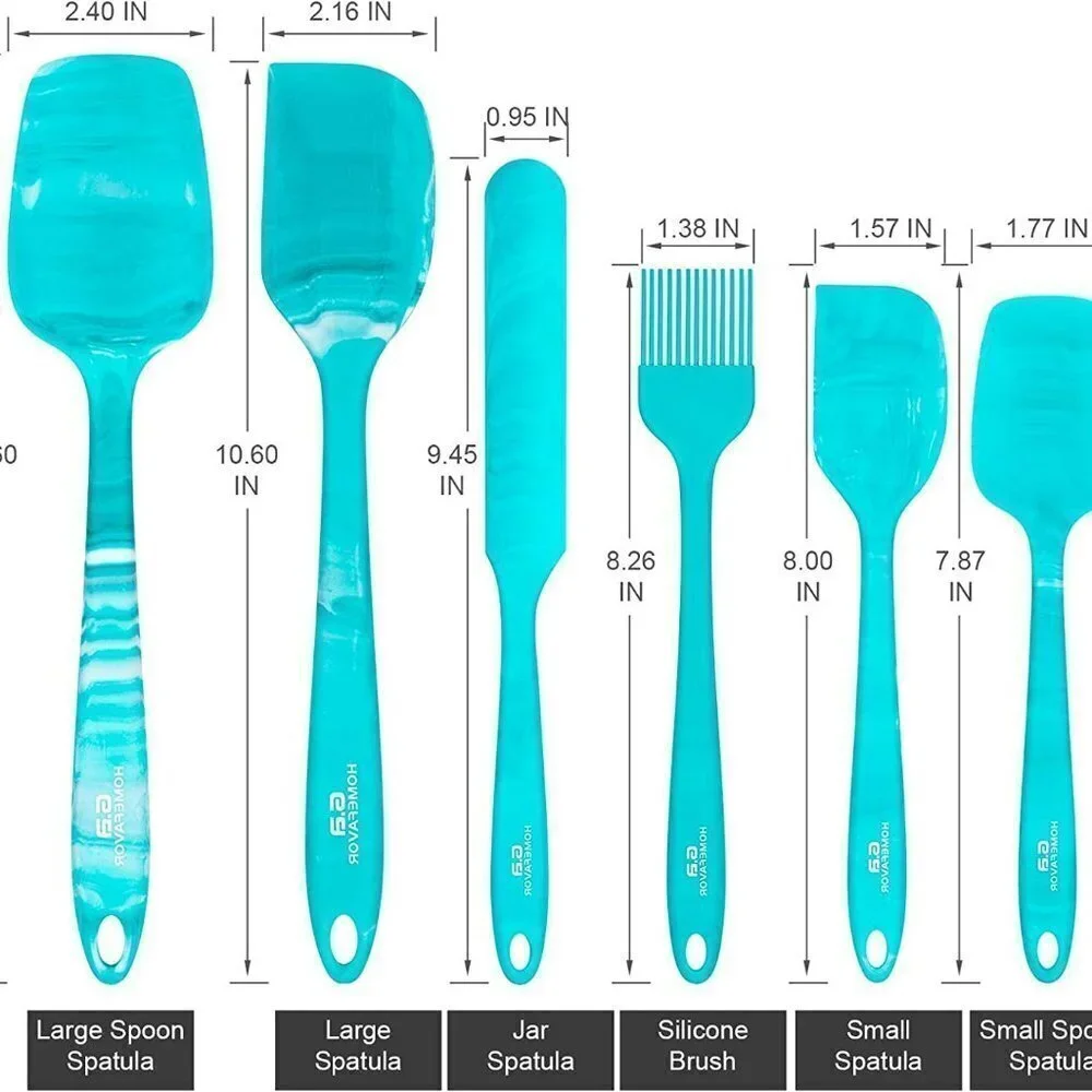 6 Piece Silicone Spatula Heat-Resistant Non-Stick for Cooking, (Marble Pattern)