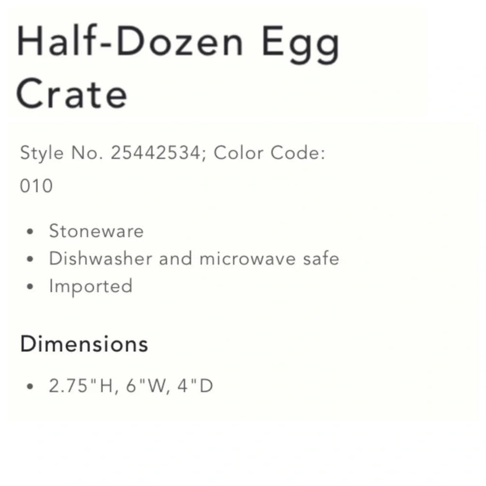 Anthropologie Half-Dozen Egg Crate