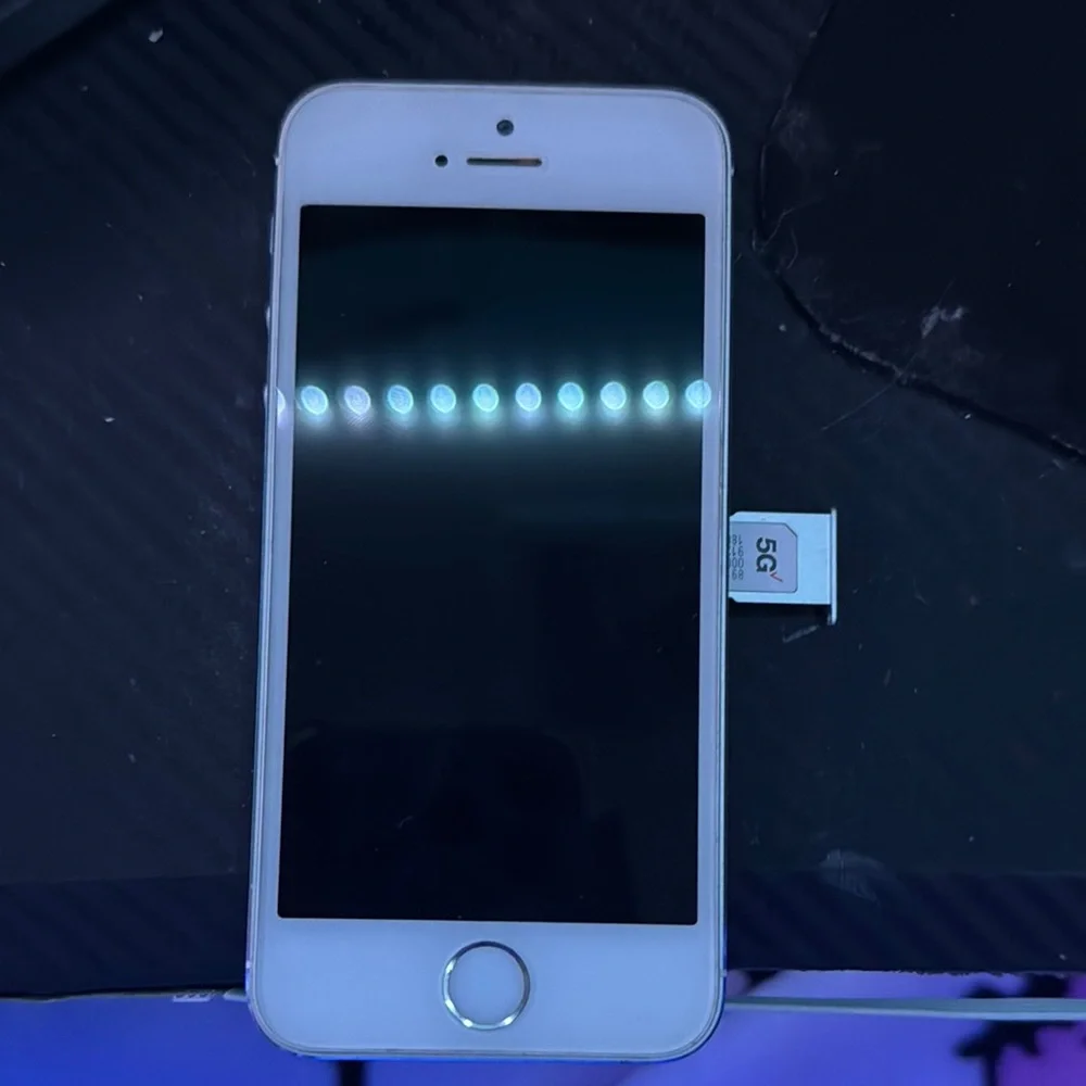 Silver Smartphone with 5G Adapter