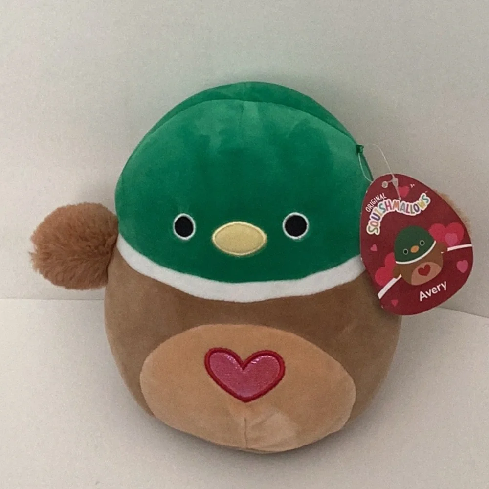 Squishmallows Green and Brown Bird Plush Toy - Valentines Day Avery the Duck