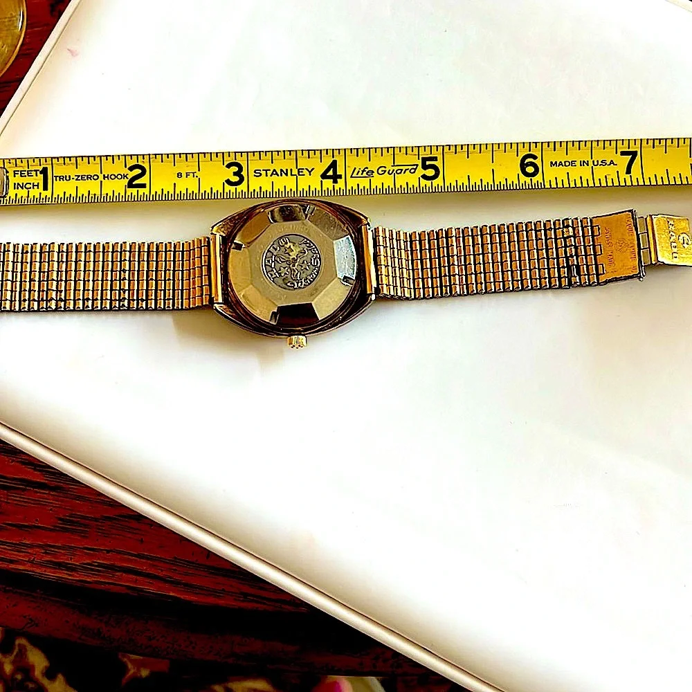 Preloved VTG Men Rado Marco PoloSwiss MadeAutomatic&Date GoldFace.Works well.