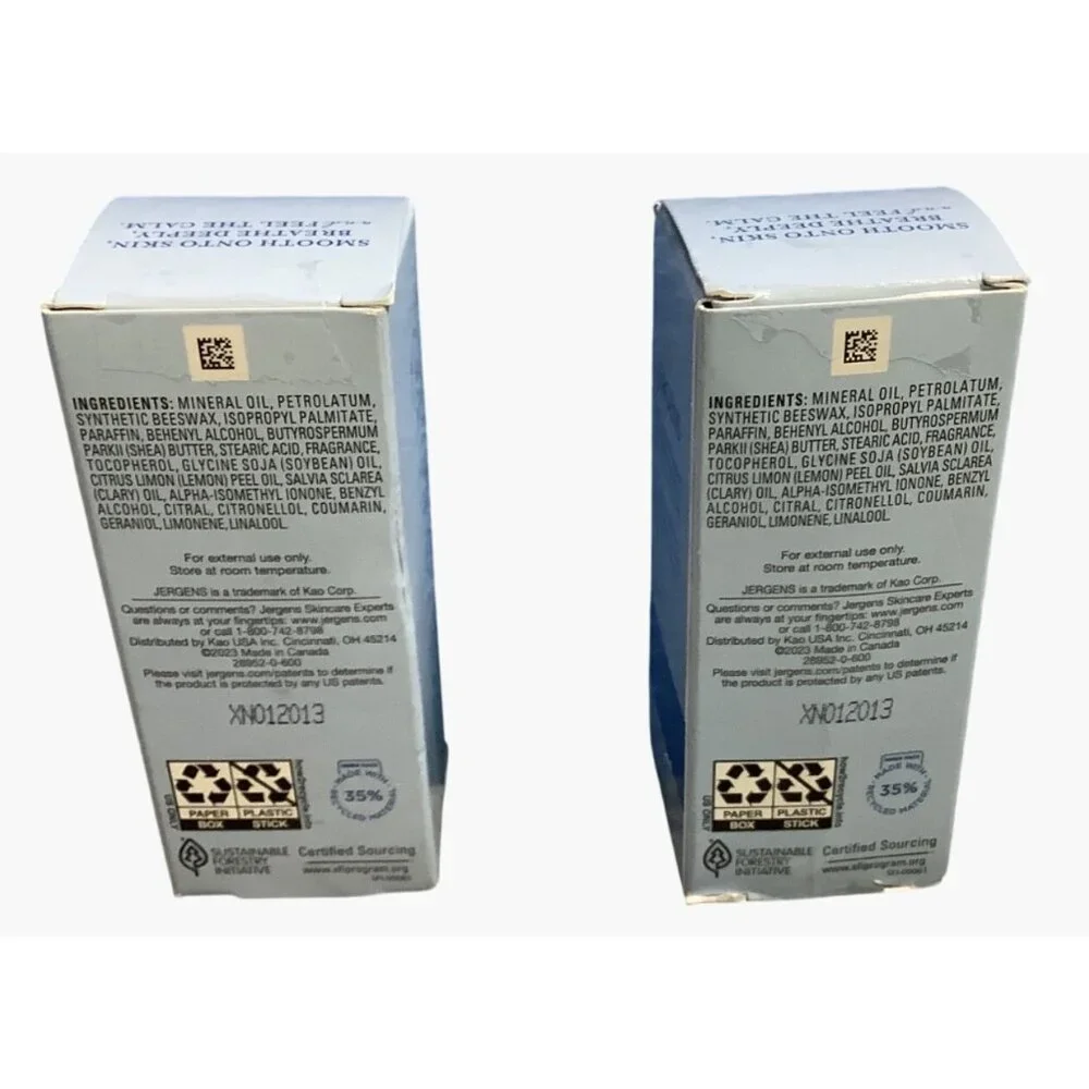 2 Jergens Destress Essential Oil-Scented Stick Clary Sage & Lemon 0.9 Oz Each