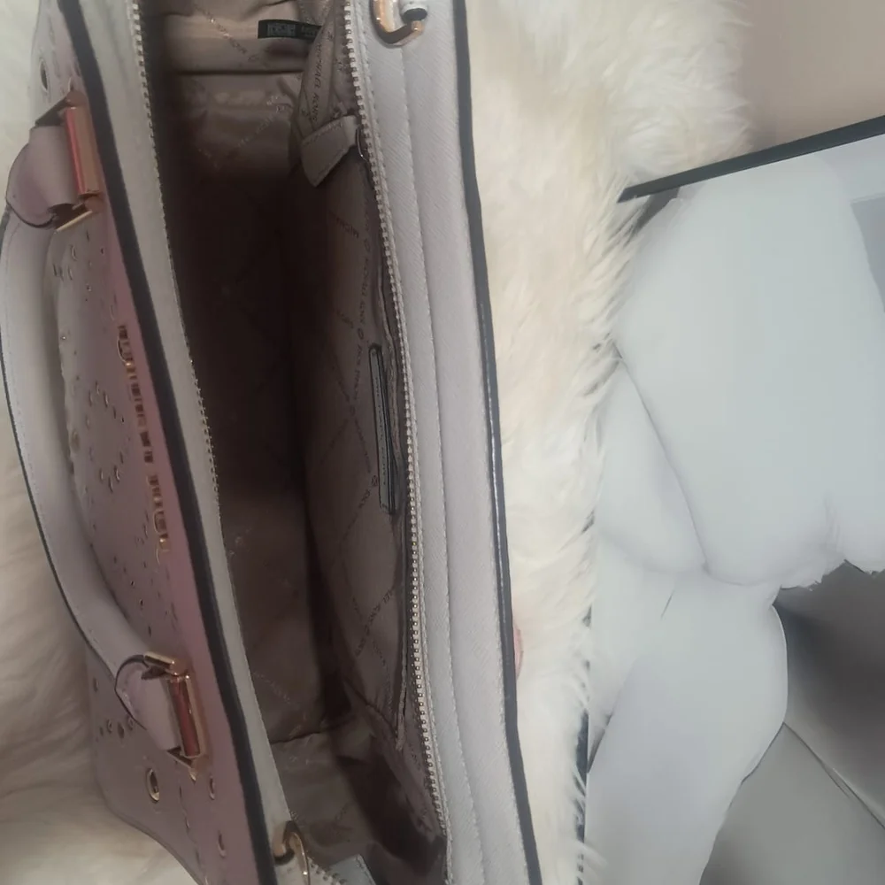 Like New Michael Kors White Geometric Studded Satchel