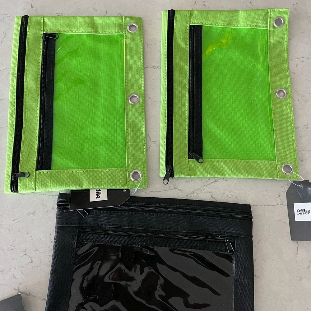 NWT Green and Black Zippered Pouches (3 total)