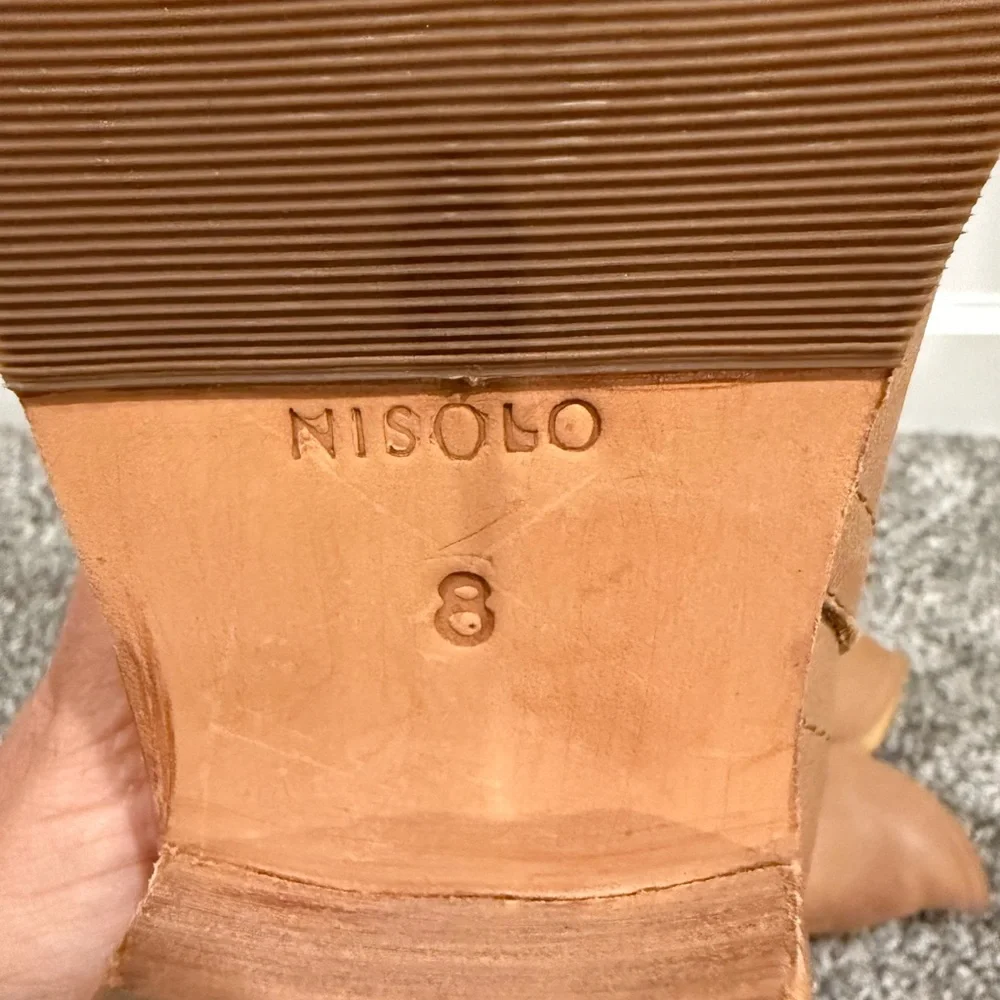 Nisolo brown leather ankle booties, size women's 8