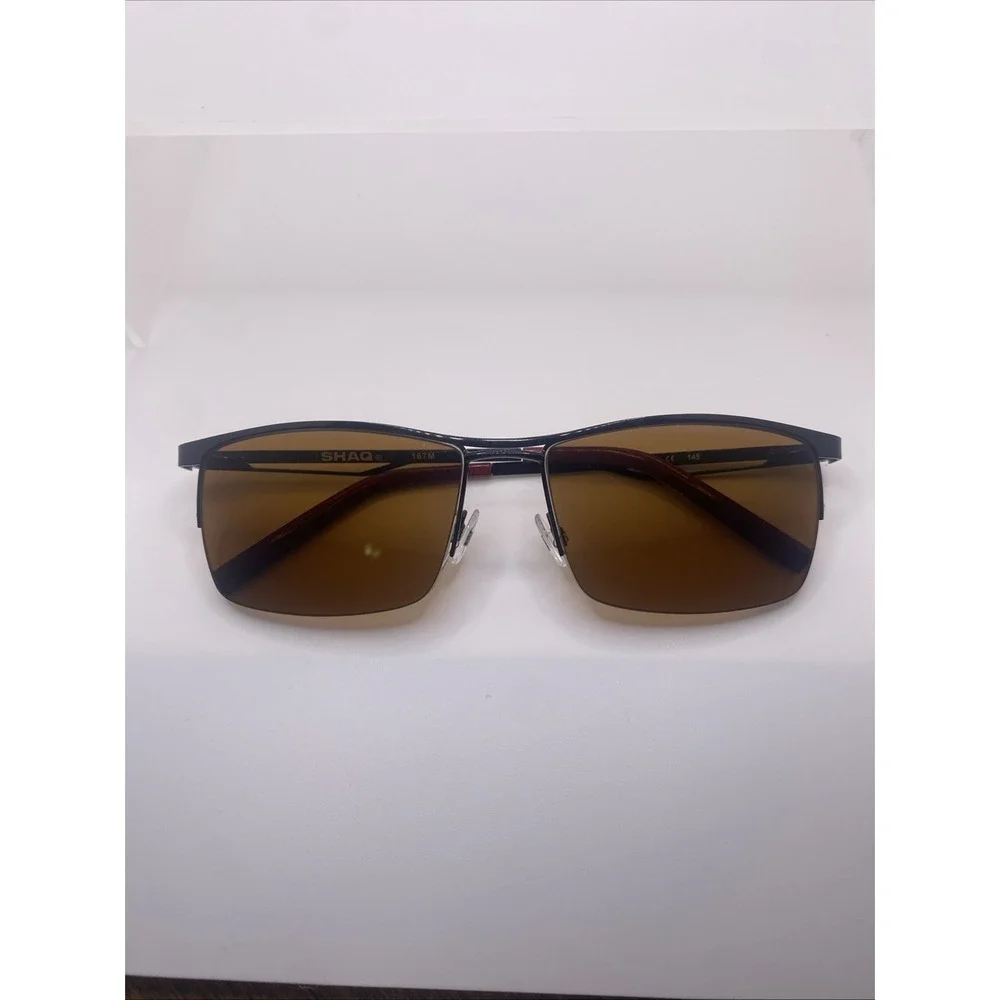 Shaq Sunglasses FRAMES ONLY Zyloware Half Rim 145 Brown 144