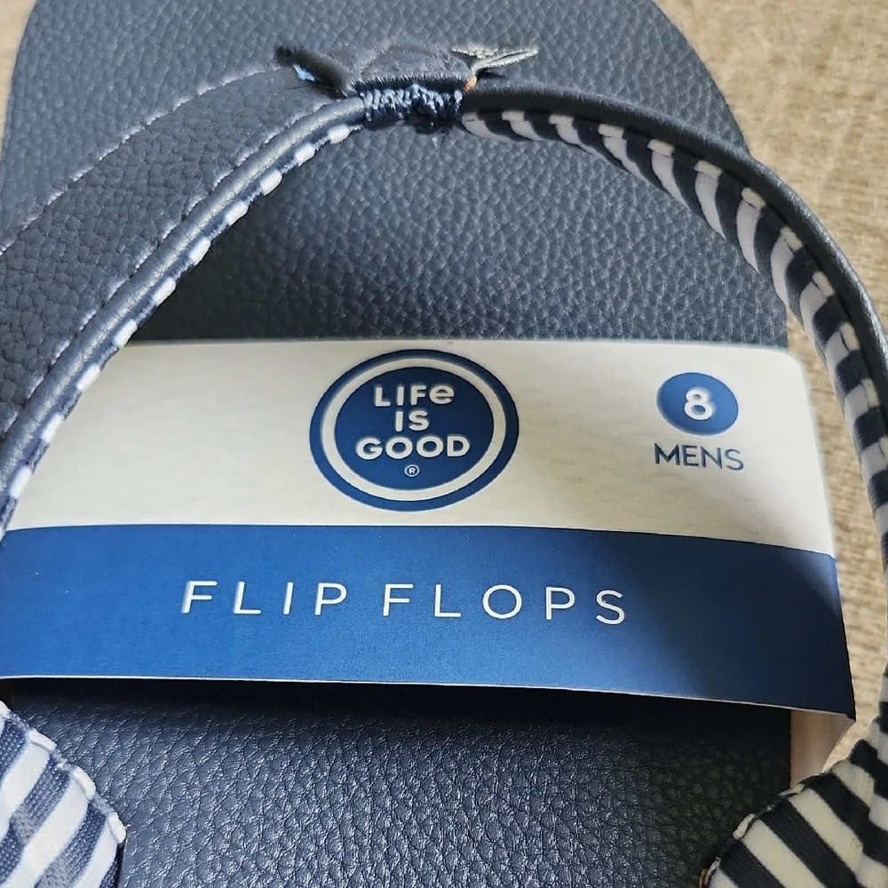 Life Is Good Blue Nautical Flip Flops