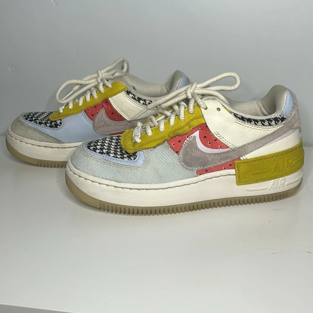 Nike Women Air Force 1 Shadow DM 8076-100 Patchwork Sneakers