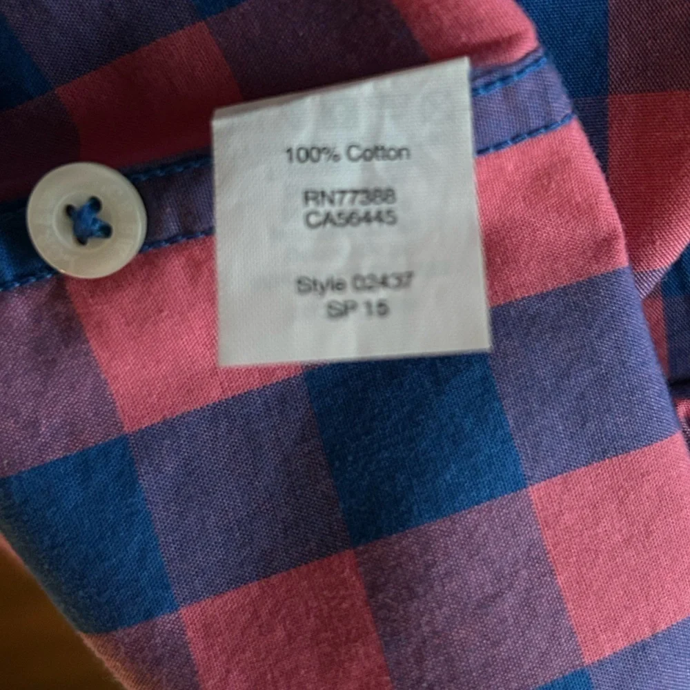 J. Crew Men’s Slim Fit Full Button Collared Dress Shirt  Large Pink Blue Plaid