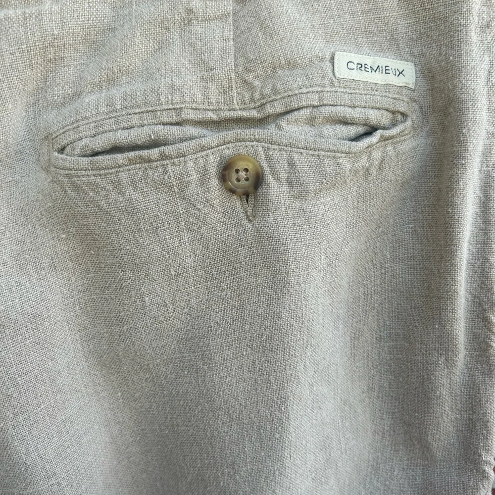 Daniel Cremieux 38x32 Beige Khaki Thick 100% Linen Loose Beach Pants France E3