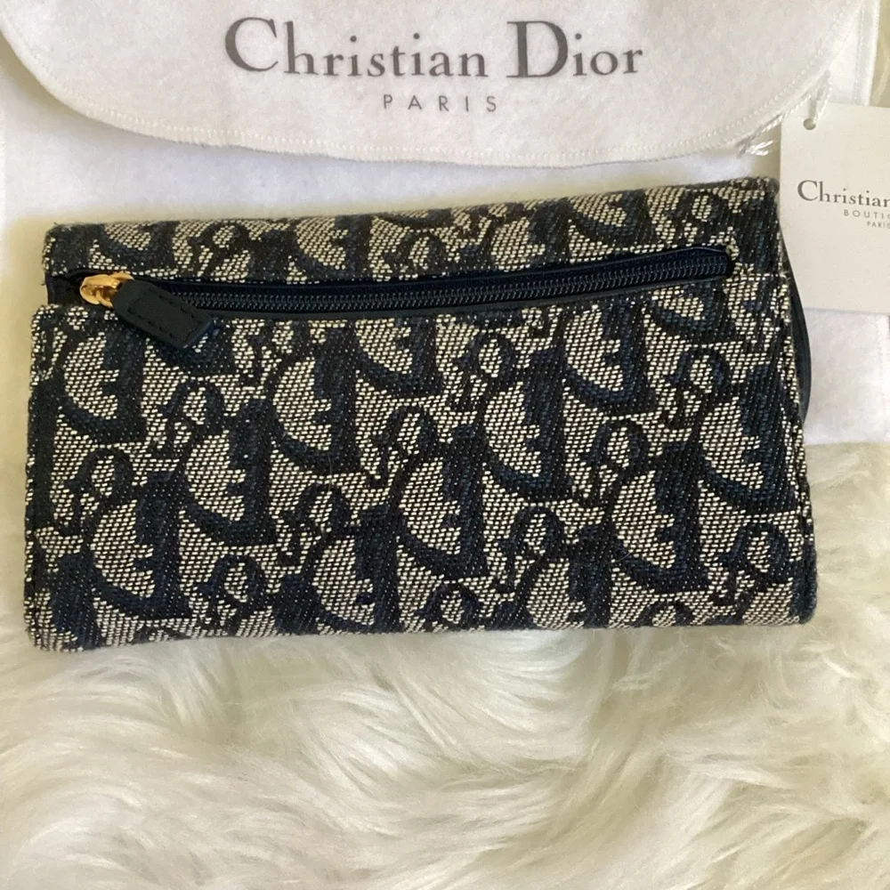 CHRISTIAN DIOR Monogram Saddle Wallet Navy