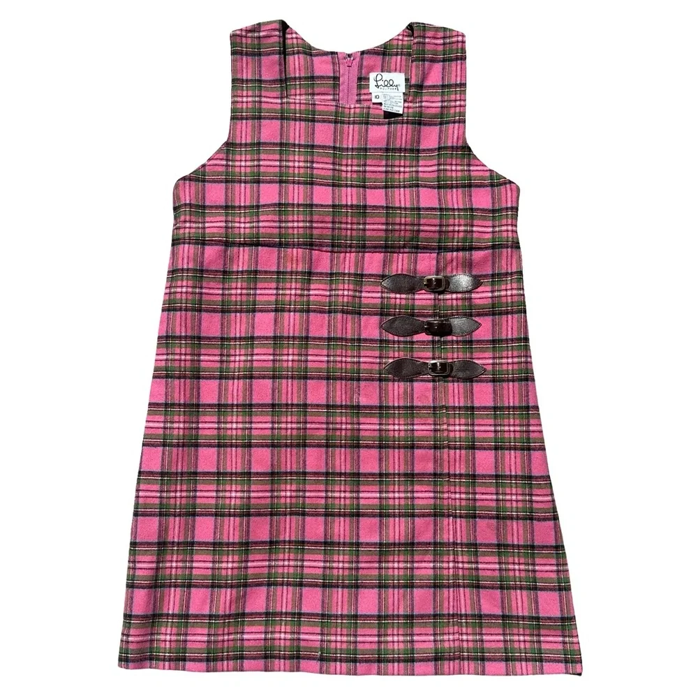 Lilly Pulitzer Girls Vintage Pink Plaid Wool Blend Dress Size 10