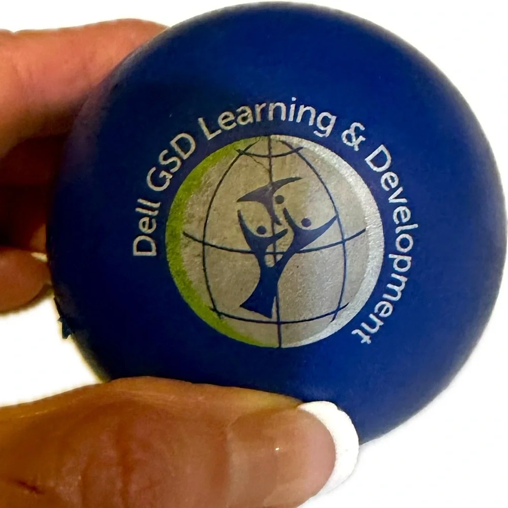 DELL GSD LEARNING & DEVELOPMENT CUSTOM LOGO COLLECTIBLE BLUE BALL BOUNCY 2.5”