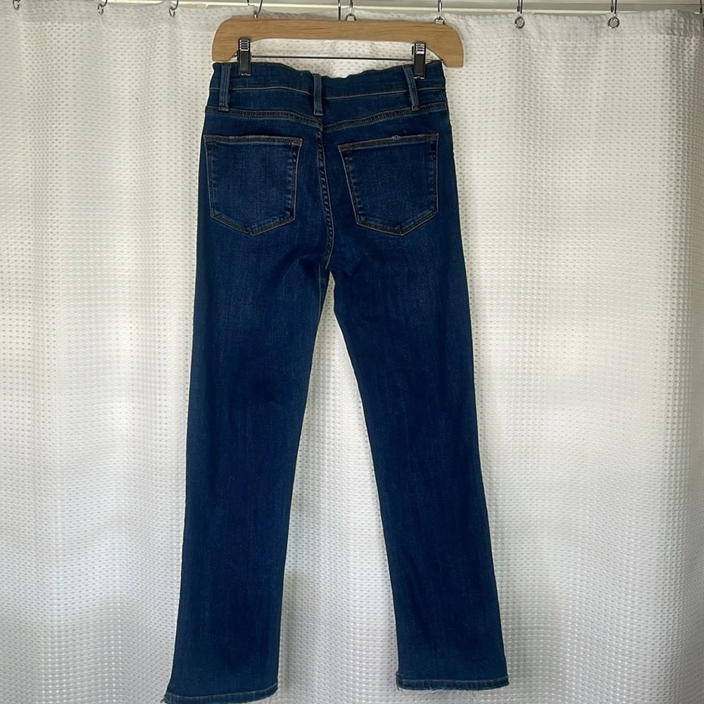 Frame Le High Straight Jeans Dublin Wash Raw Step Hem 5 Pocket Sz 26