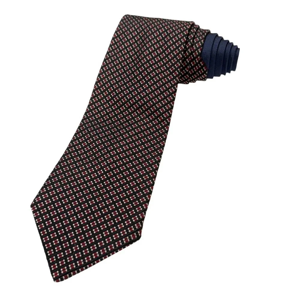 NWT Tommy Hilfiger Mens Check Pattern All Silk Neck Tie Collegiate Preppy Gift
