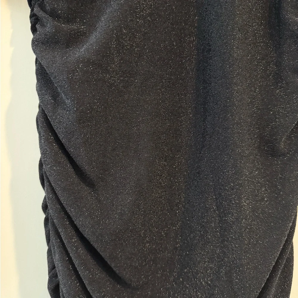 Rachel Parcell Black Asymmetrical Ruched Bodycon Dress