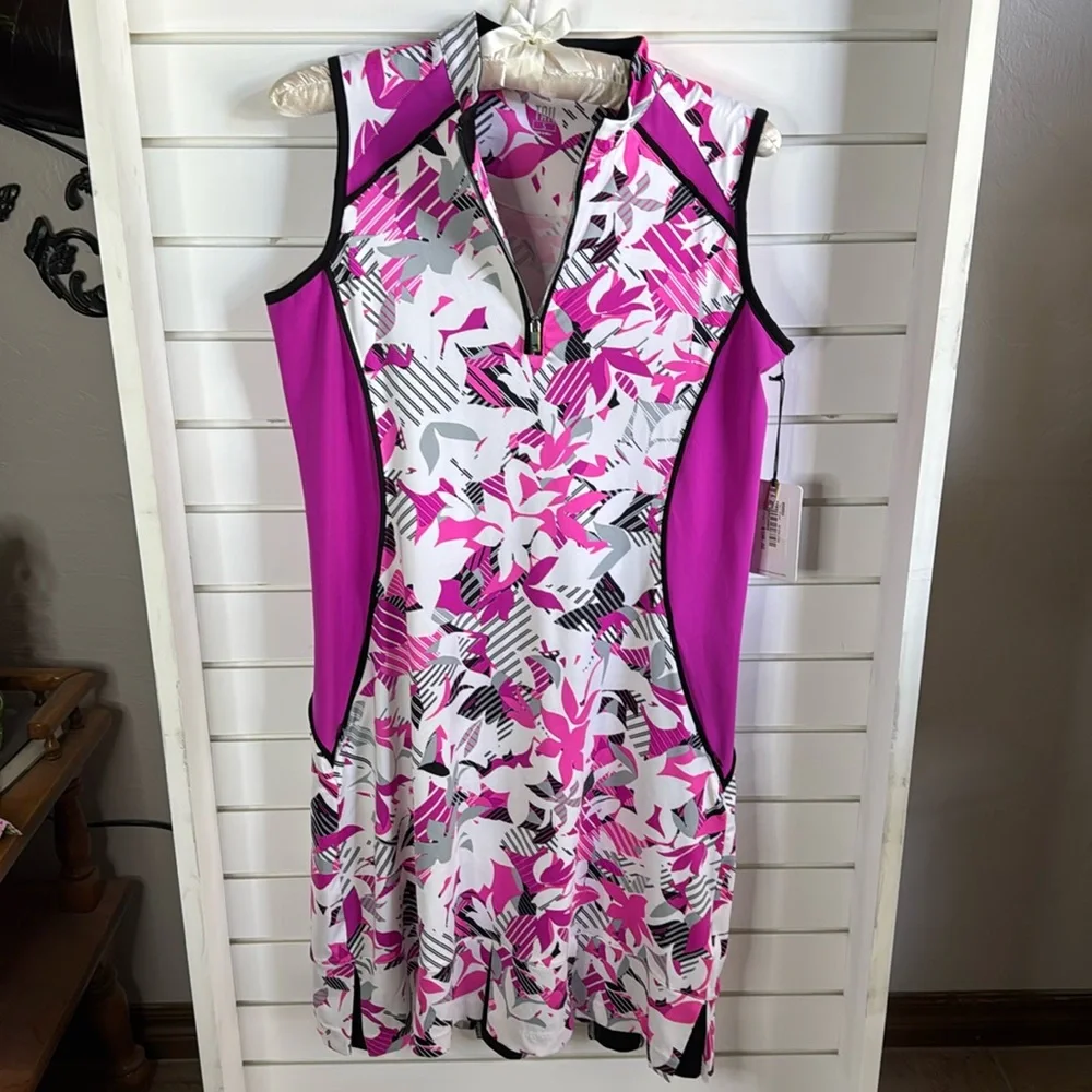 Tail Pink and White Floral Sleeveless Dress