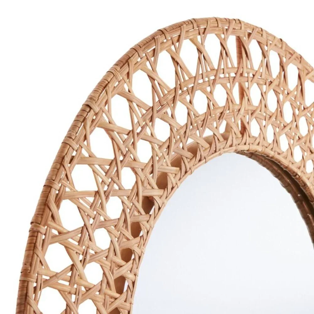 Round Natural Cane Woven Wall Mirror