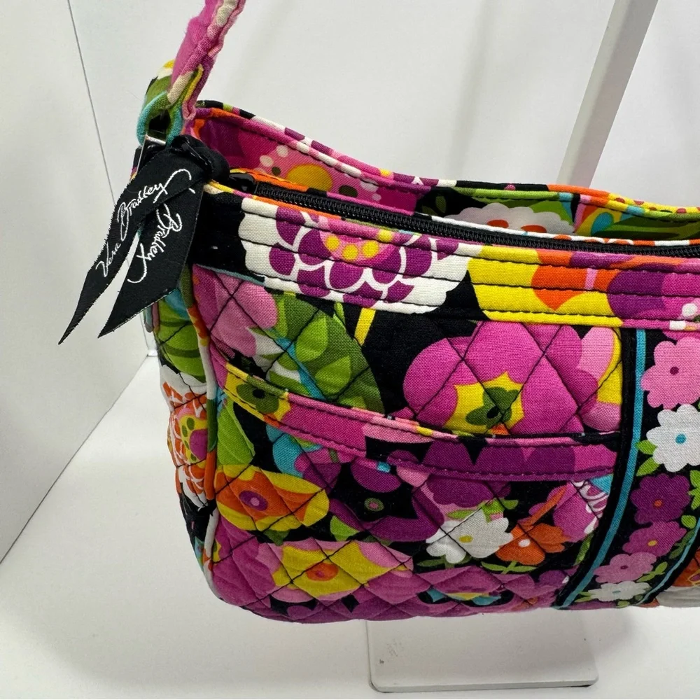 Vera Bradley Womens Colorful Floral Quilted Shoulder Bag Vibrant Pockets Zip
