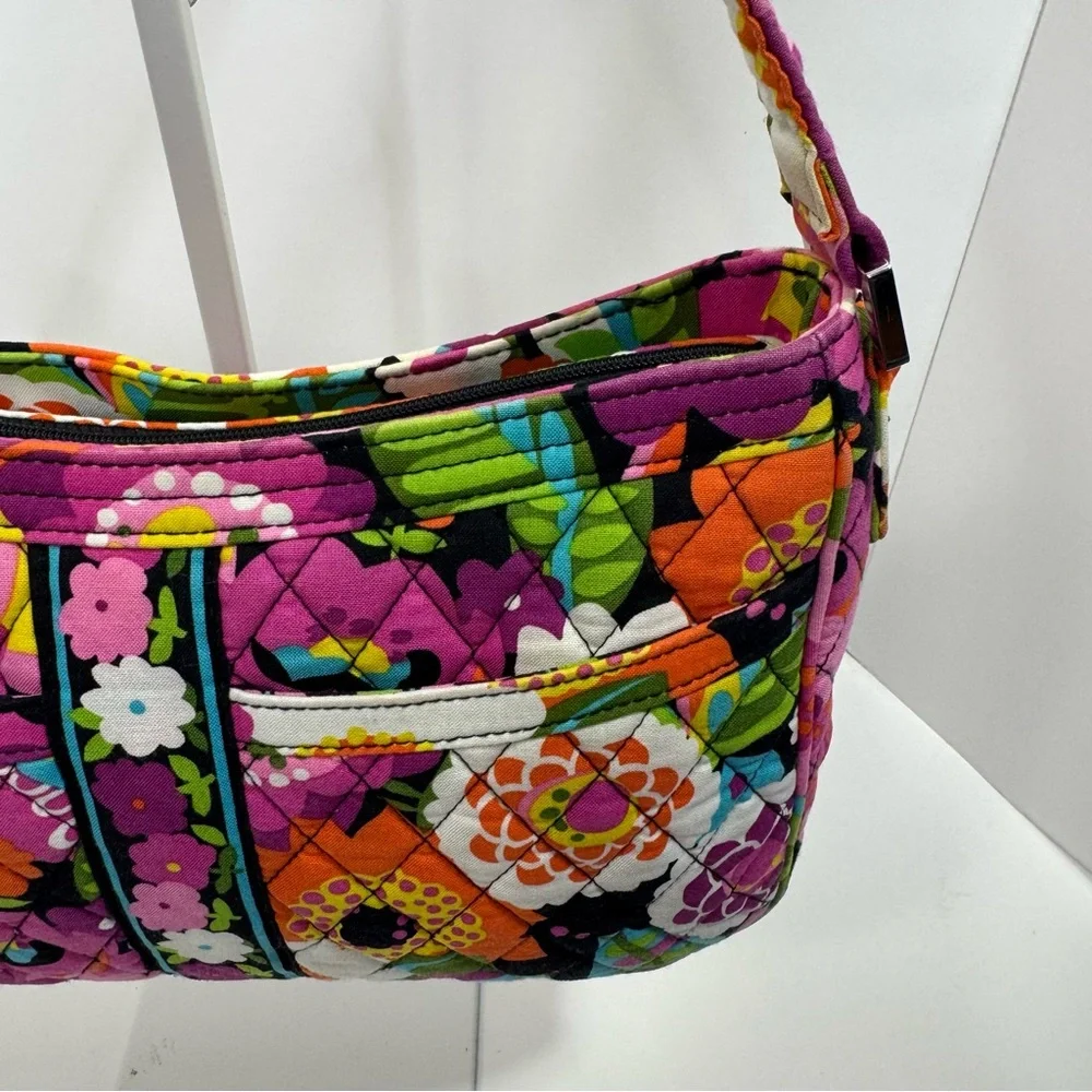 Vera Bradley Womens Colorful Floral Quilted Shoulder Bag Vibrant Pockets Zip