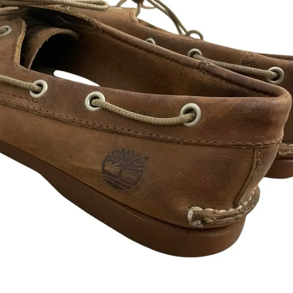 Timberland Mens Brown Genuine Leather Boat Shoes