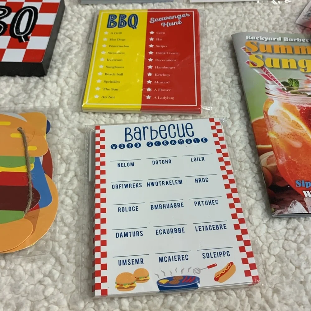 BBQ Party Set 170+ Pieces NEW Grill signs Food Picks Games Banner Candles & More