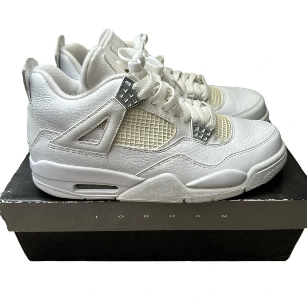 Air Jordan 4 Retro Pure Money White/Metallic Silver Size 9