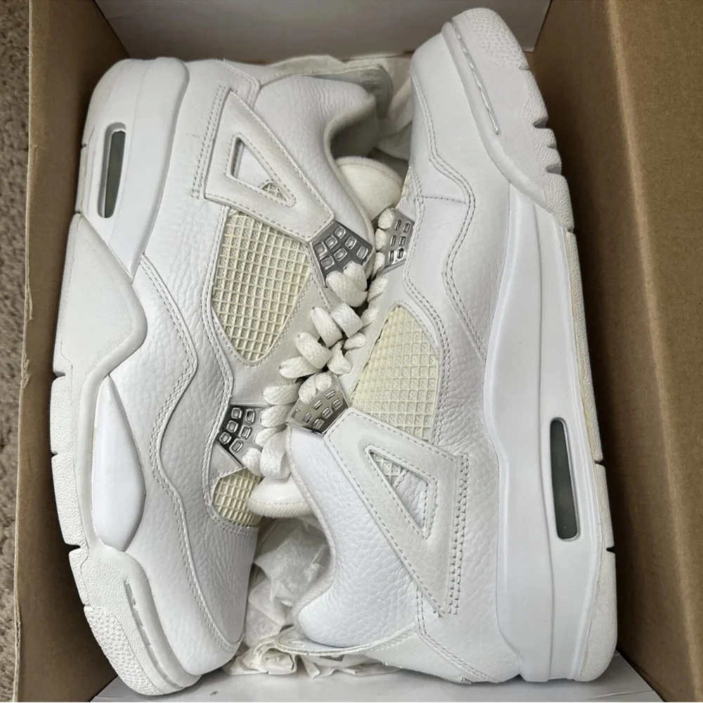 Air Jordan 4 Retro Pure Money White/Metallic Silver Size 9