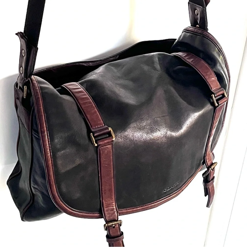 Vintage Classic COACH Black Leather Large Zippered Laptop Bag Briefcase