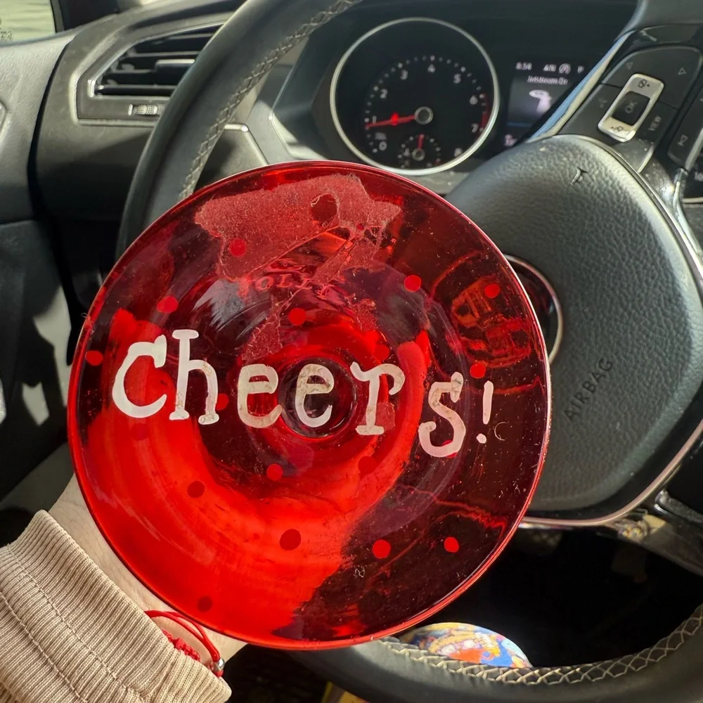 Hand painted Festive Red Wine Glass