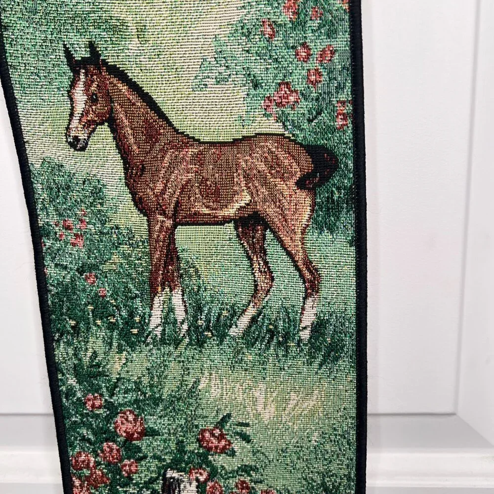 Tapestry Bell Pull Horses in Pasture Wall Hanging Linda Picken Equestrian 44”