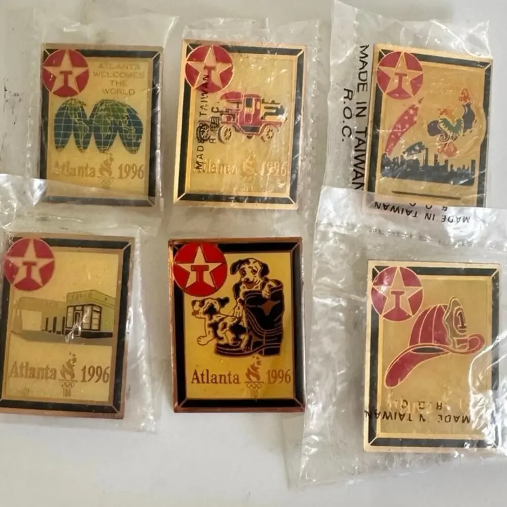 Vintage 1996 Texaco Olympic Pin Set of 6 Atlanta Enamel Collectors Memorabilia