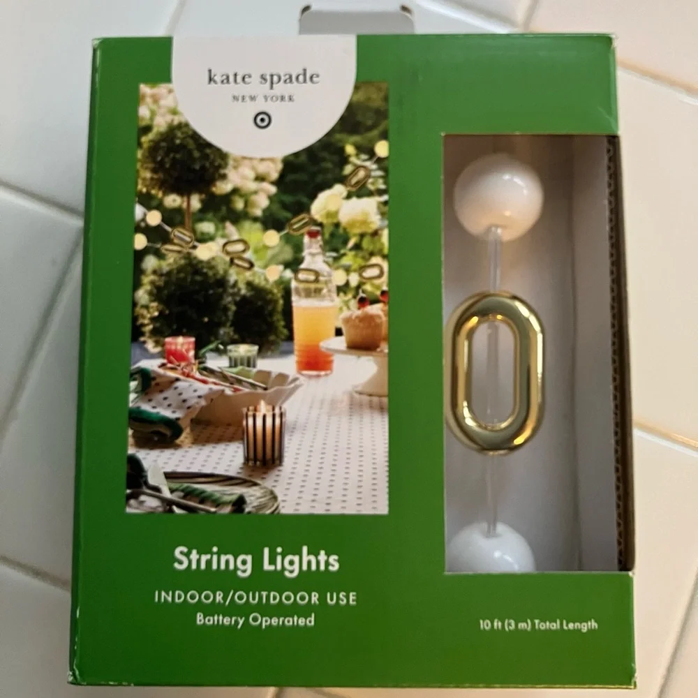 NIB Kate Spade New York x Target 25 Count LED Pearl String Lights Cream/Gold