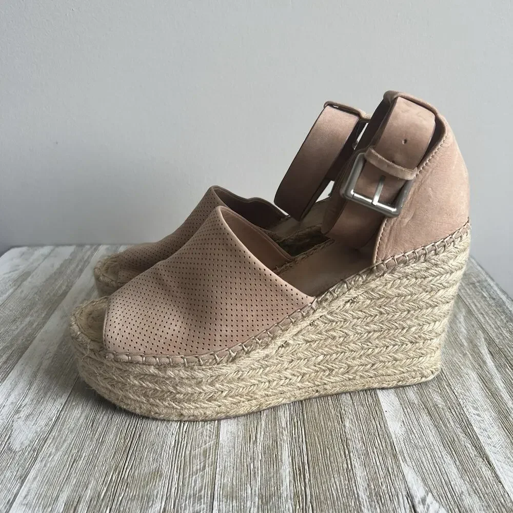 Marc Fisher LTD Alida Women's Espadrille Wedge Sandals Tan 9.5