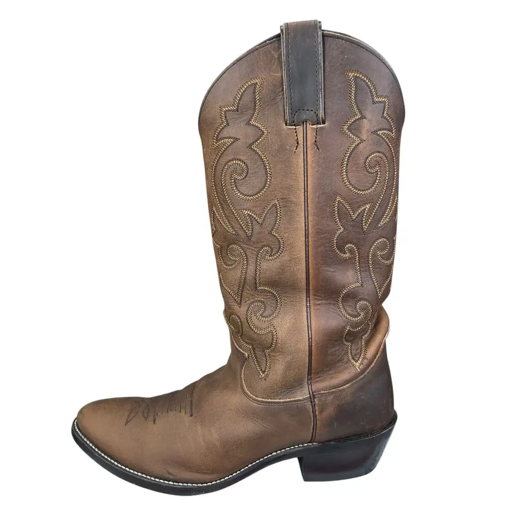 Justin Men's Brown Leather Western Cowboy Boot Size US 8 EE