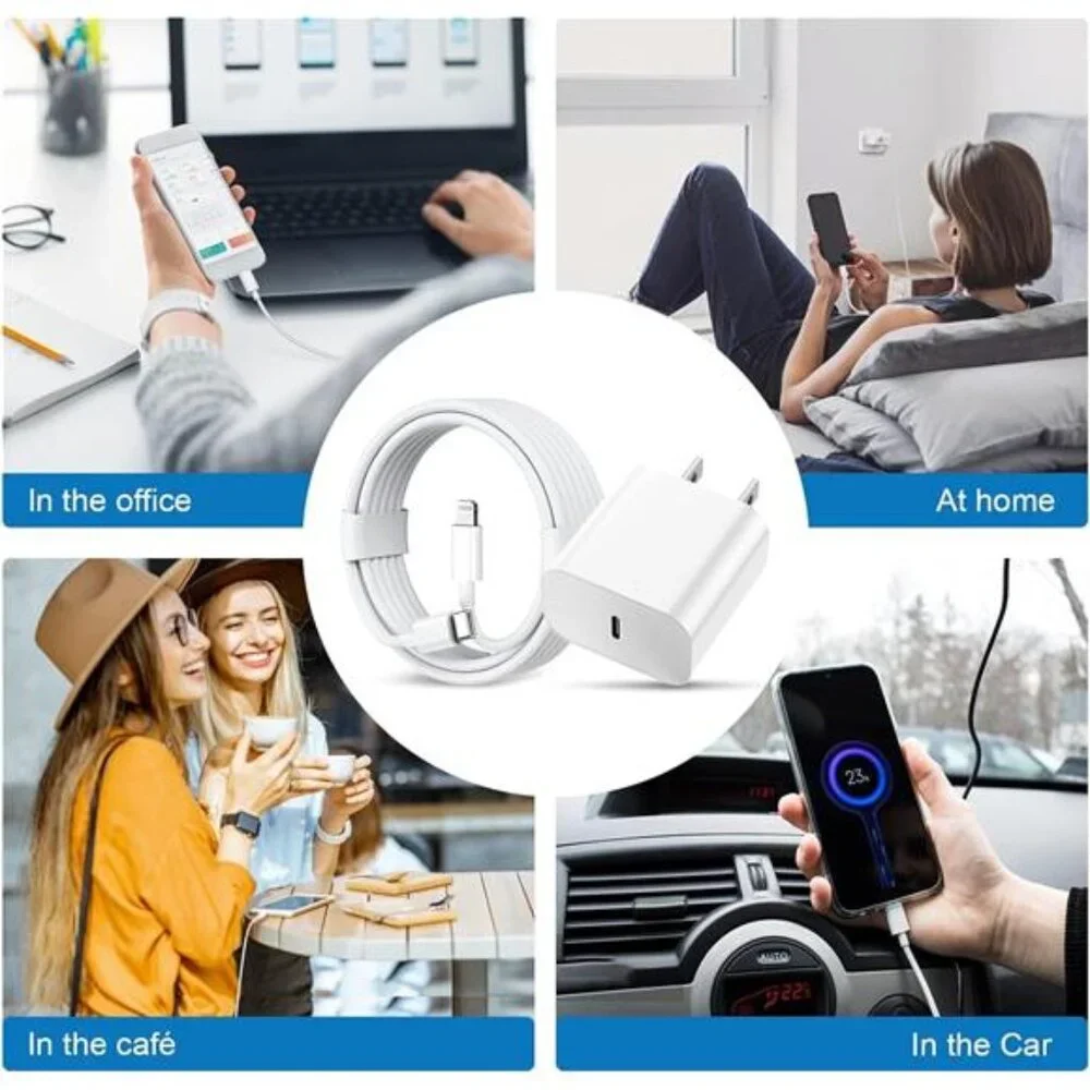 iPhone Charger Fast Charging,20W PD USB C Wall Charger 4 Pack with 6FT Fast