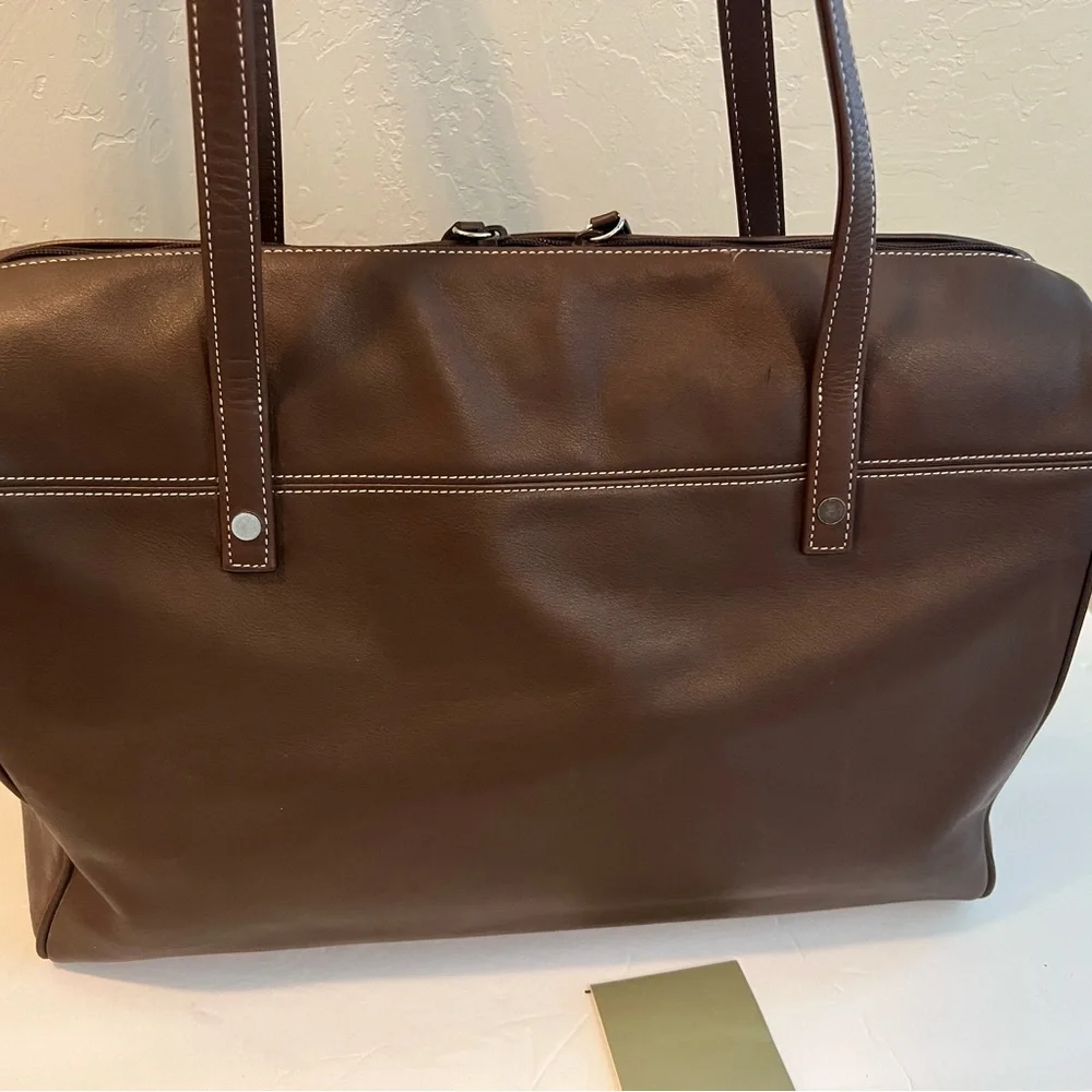 Levenger Dark Brown Leather Duffel Bag