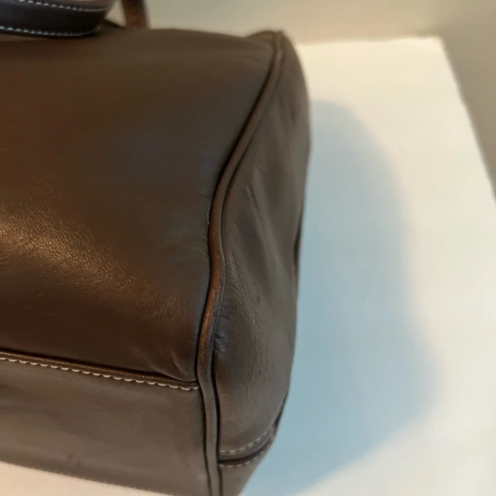 Levenger Dark Brown Leather Duffel Bag