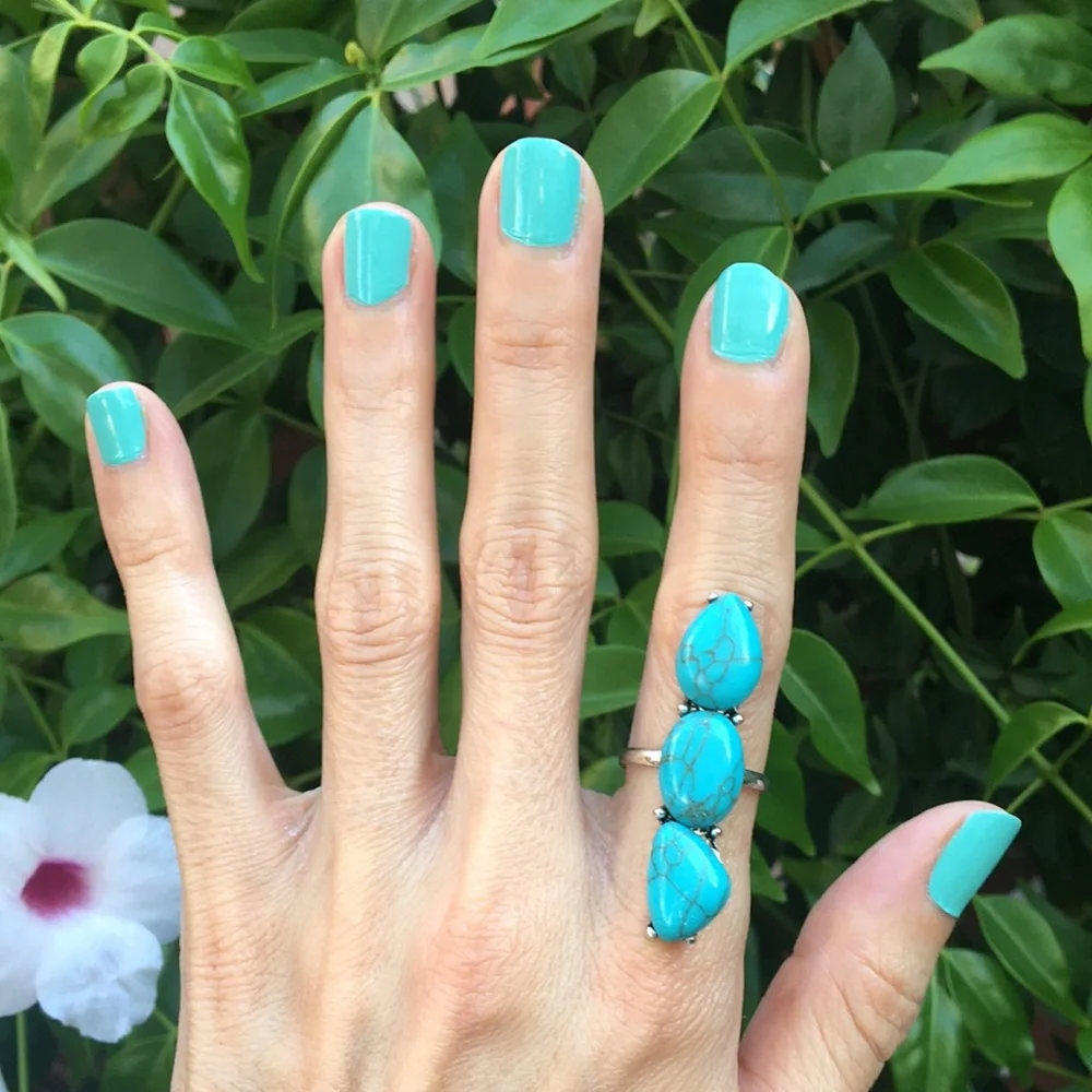 Turquoise + Silver Boho Statement Ring